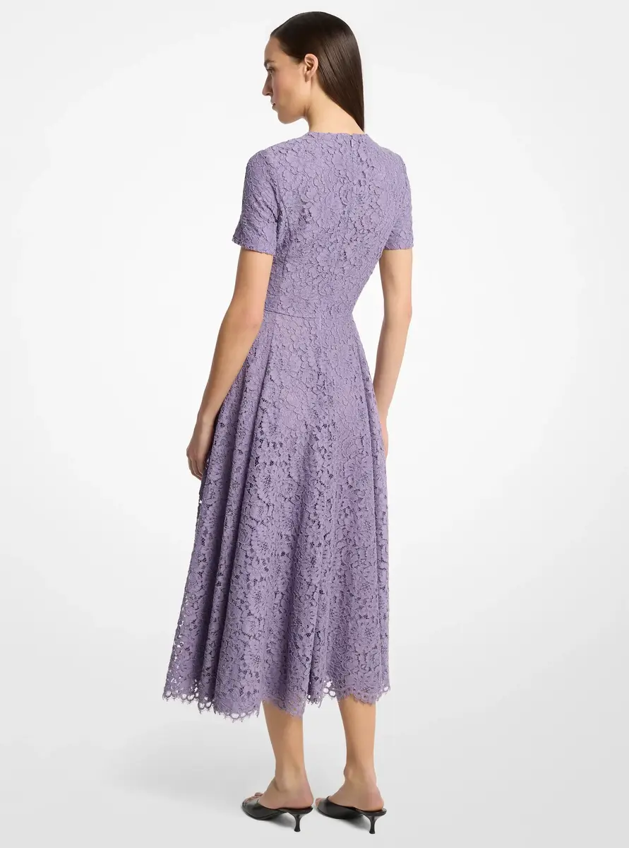 Michael Kors Collection Corded Floral Lace Dance Dress in Purple | Thumbnail 2