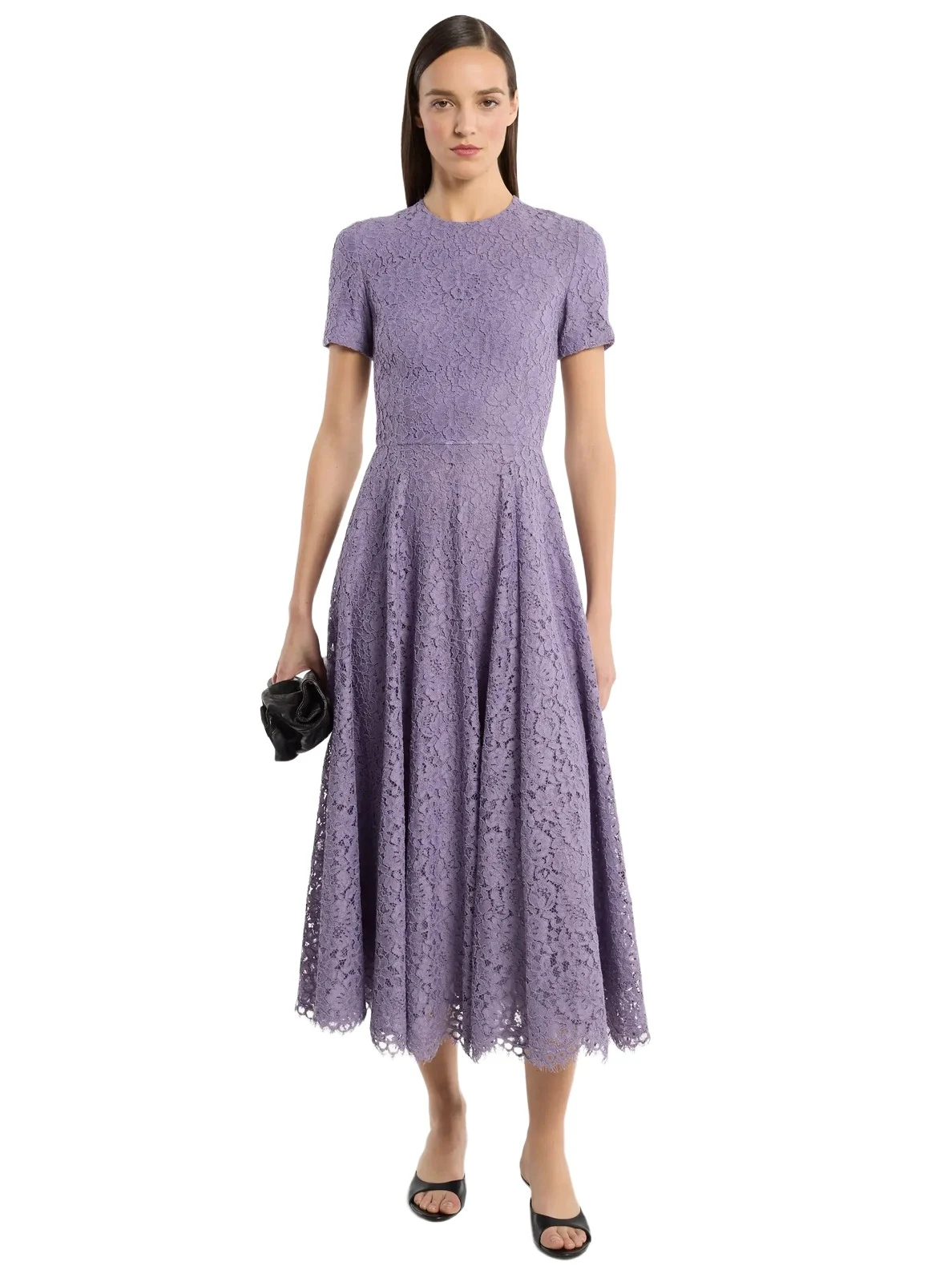 Michael Kors Collection Corded Floral Lace Dance Dress in Purple
