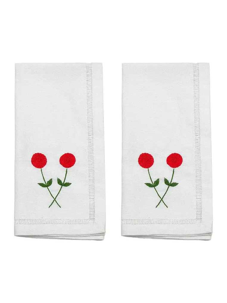 Gohar World A Jour Stitch & Double Rose Dinner Napkins