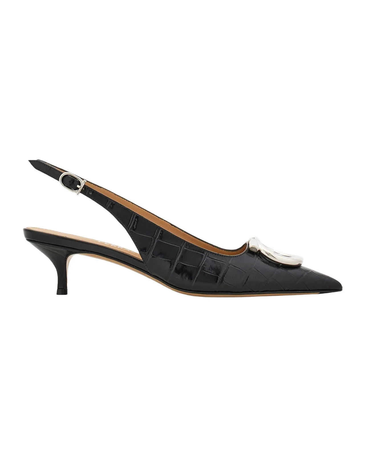 40mm Sara Croc-Embossed Leather Slingback Pumps 40mm Sara Croc-Embossed Leather Slingback Pumps