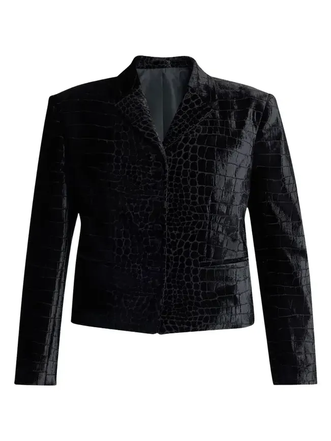 Croc-Embossed Velvet Single-Breasted Jacket Croc-Embossed Velvet Single-Breasted Jacket