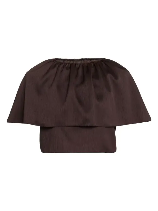 Plissé Satin Cape Top