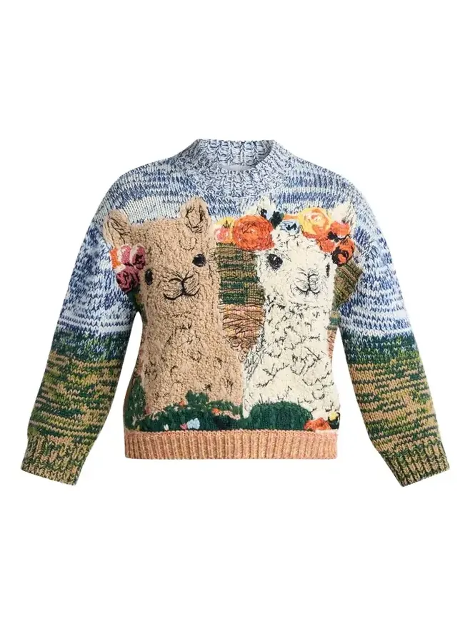Alpaca Jacquard Crewneck Sweater