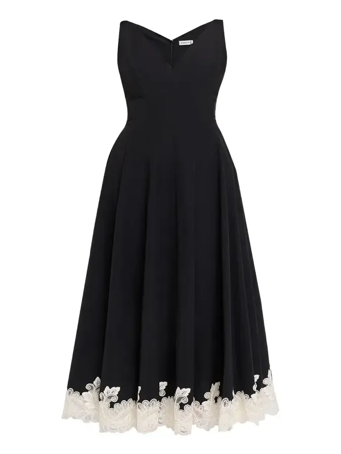 Mira Cotton Faille Lace Midi Dress Mira Cotton Faille Lace Midi Dress