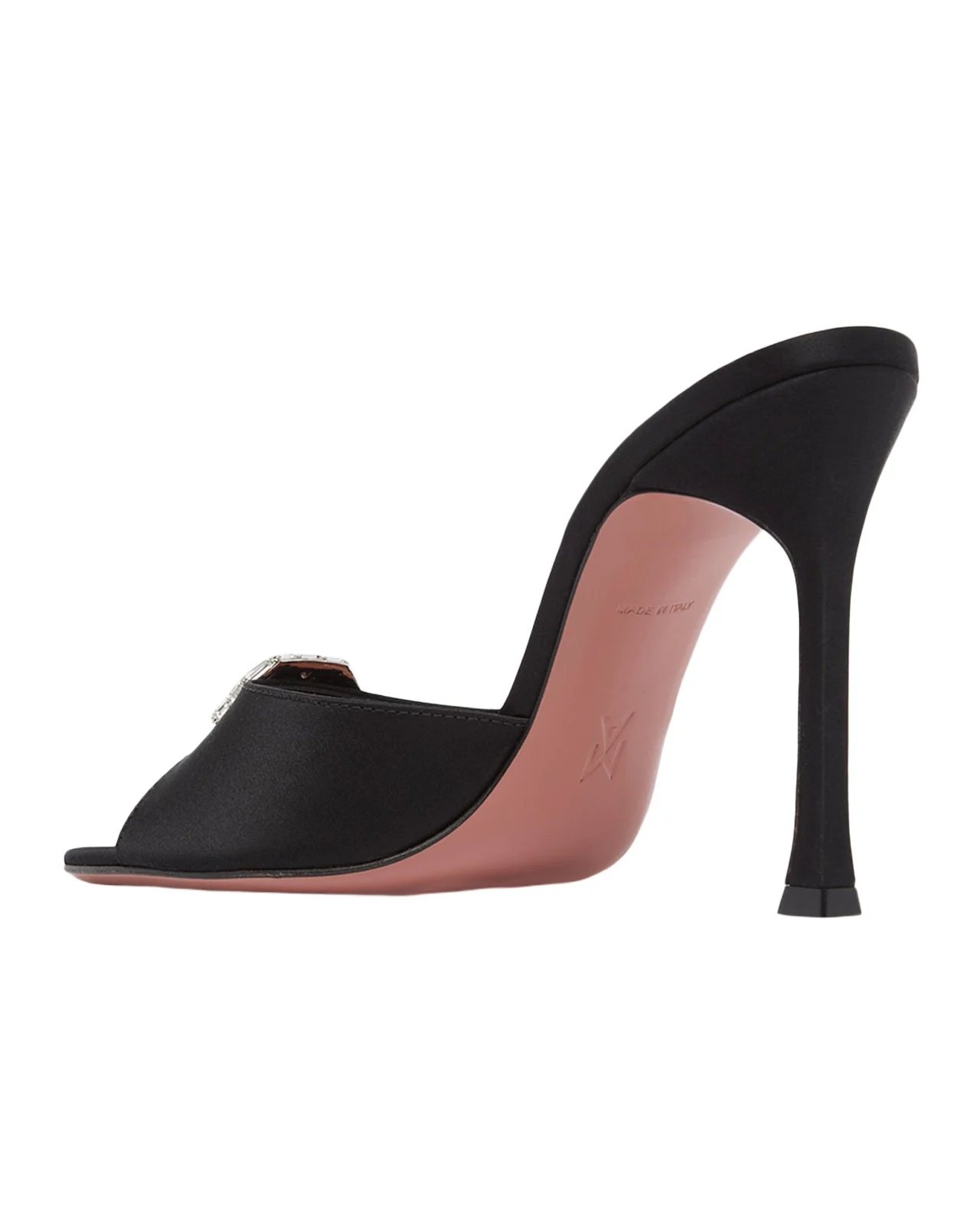 Amina Muaddi 105mm Mini Camelia Satin Mules