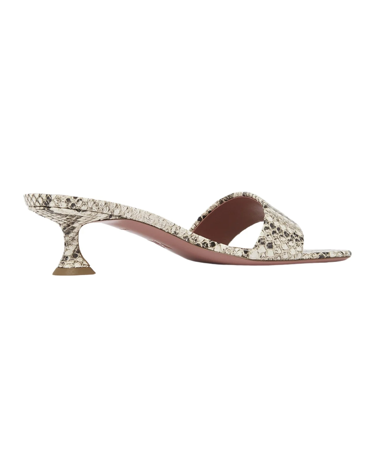 Amina Muaddi 45mm Andreea Snake-Printed Leather Slide Sandals