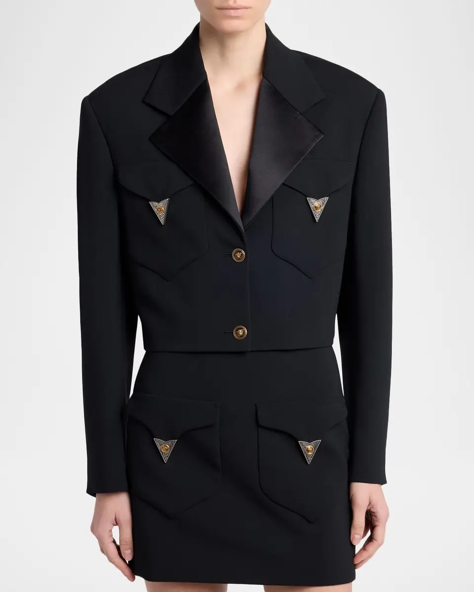 Versace Cropped Informal Wool Jacket | Thumbnail 3 Versace Cropped Informal Wool Jacket | Thumbnail 3