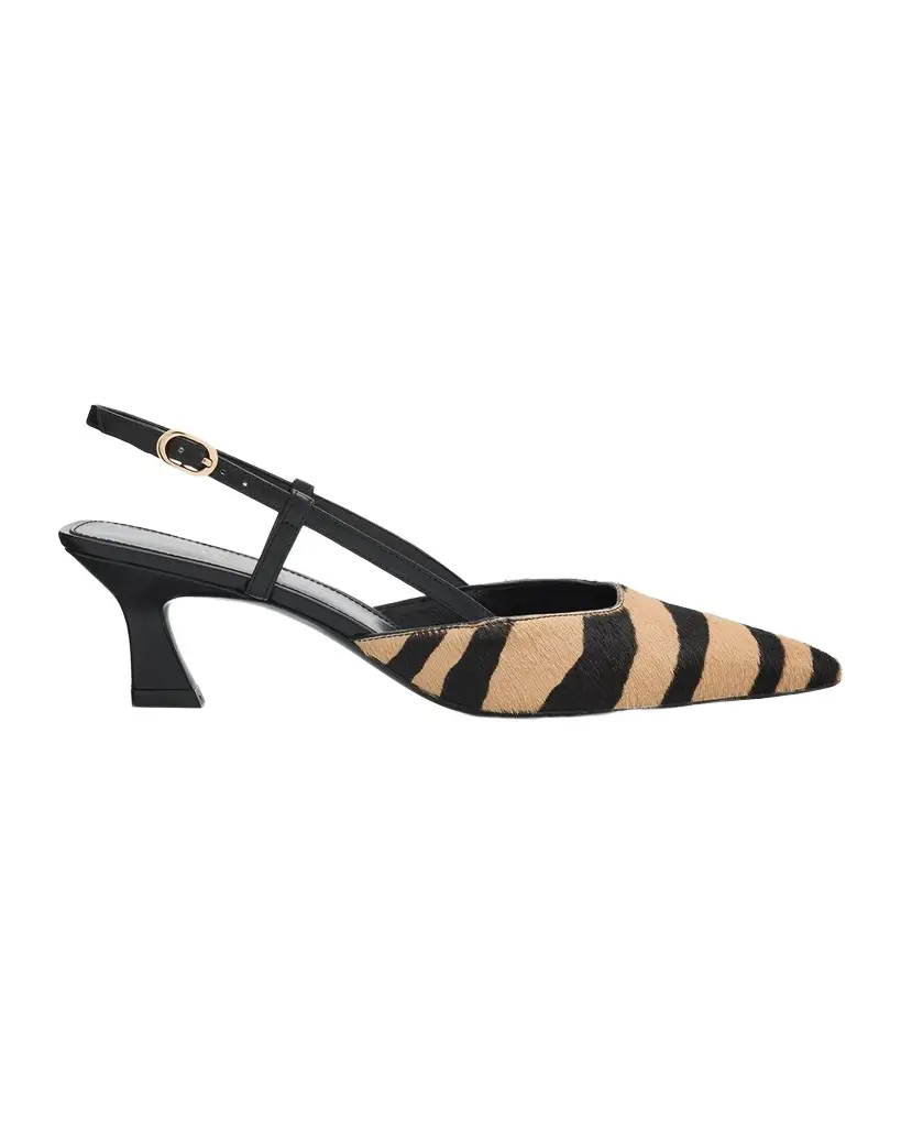 50mm Vinnie Zebra Calf Hair Slingback Pumps 50mm Vinnie Zebra Calf Hair Slingback Pumps