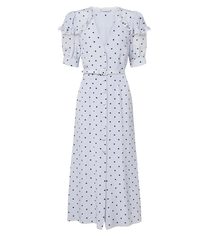 Alessandra Rich Belted polka-dot silk midi dress