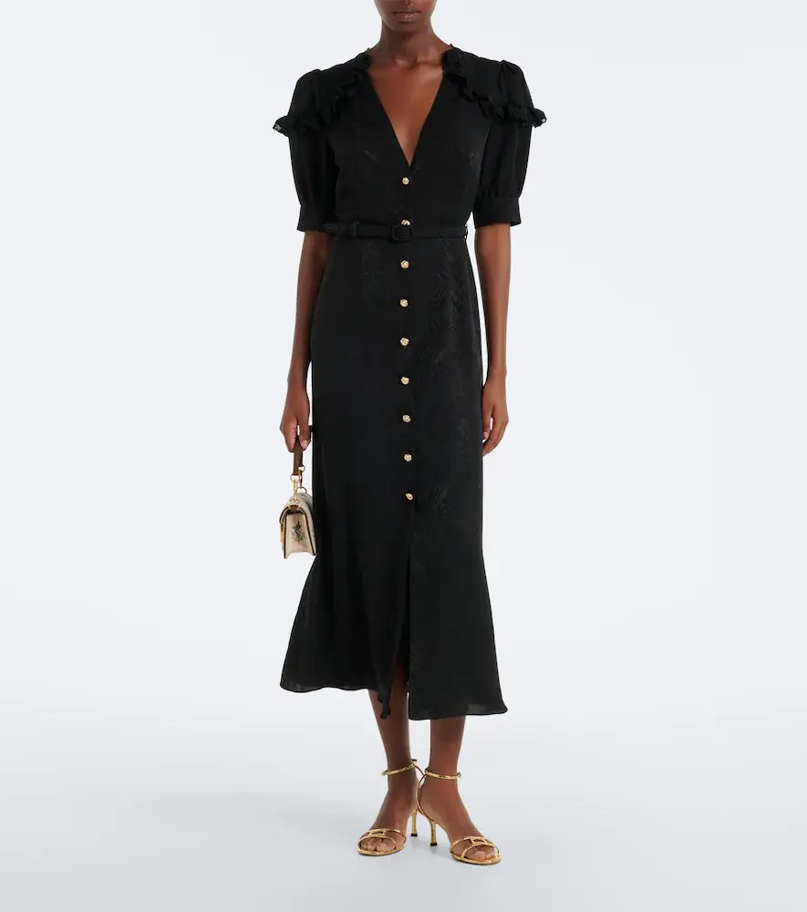 Alessandra Rich Belted silk jacquard midi dress | Thumbnail 2 Alessandra Rich Belted silk jacquard midi dress | Thumbnail 2