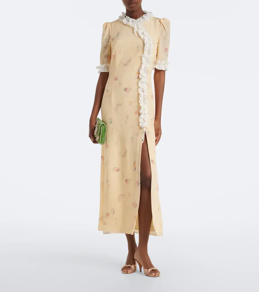 Alessandra Rich Floral ruffled silk midi dress | Thumbnail 2
