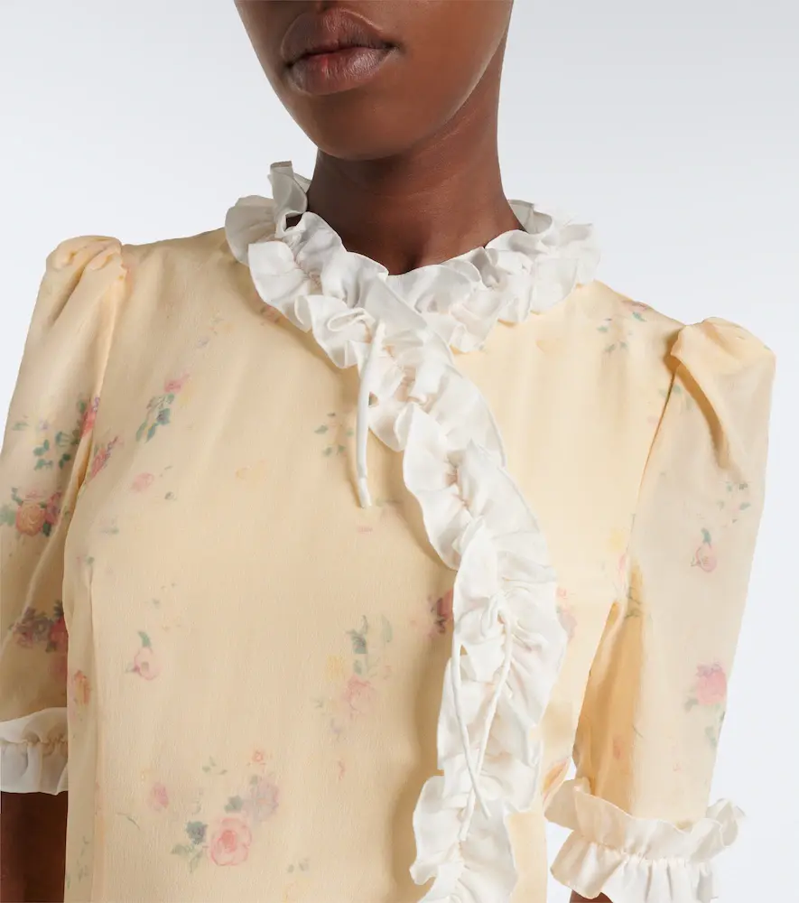 Alessandra Rich Floral ruffled silk midi dress | Thumbnail 3