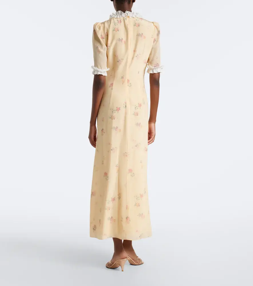 Alessandra Rich Floral ruffled silk midi dress | Thumbnail 5