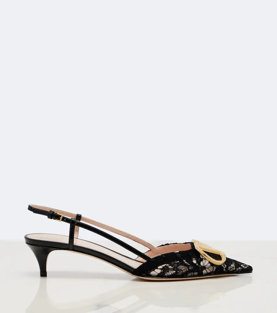 Valentino Garavani VLogo lace slingback pumps | Thumbnail 3 Valentino Garavani VLogo lace slingback pumps | Thumbnail 3