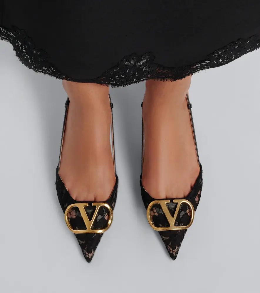 Valentino Garavani VLogo lace slingback pumps | Thumbnail 6 Valentino Garavani VLogo lace slingback pumps | Thumbnail 6