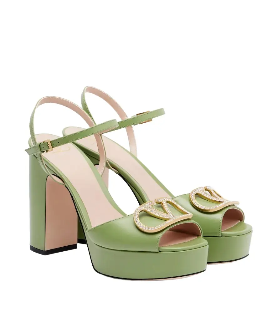 Valentino Garavani VLogo embellished leather platform sandals
