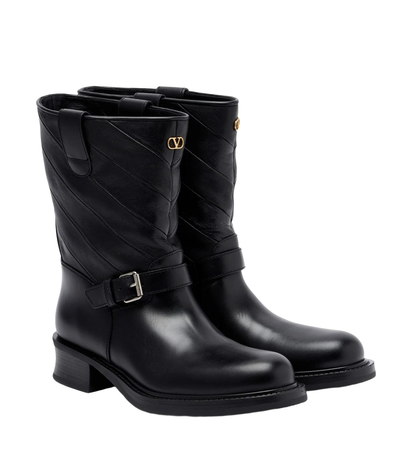 VLogo leather biker boots VLogo leather biker boots