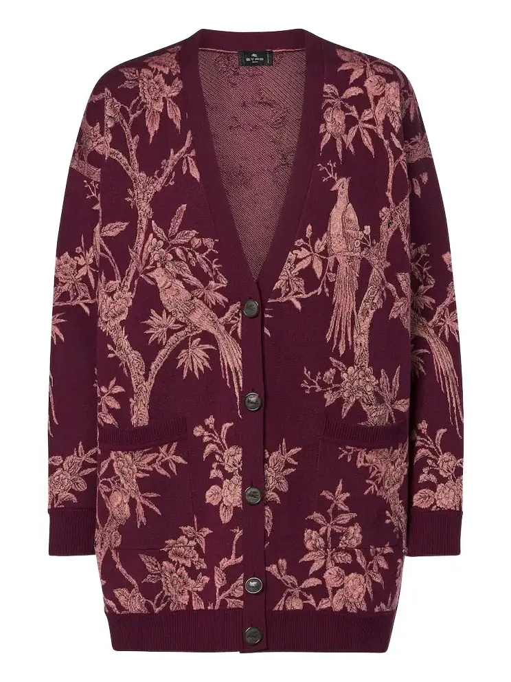 Floral jacquard wool-blend cardigan Floral jacquard wool-blend cardigan