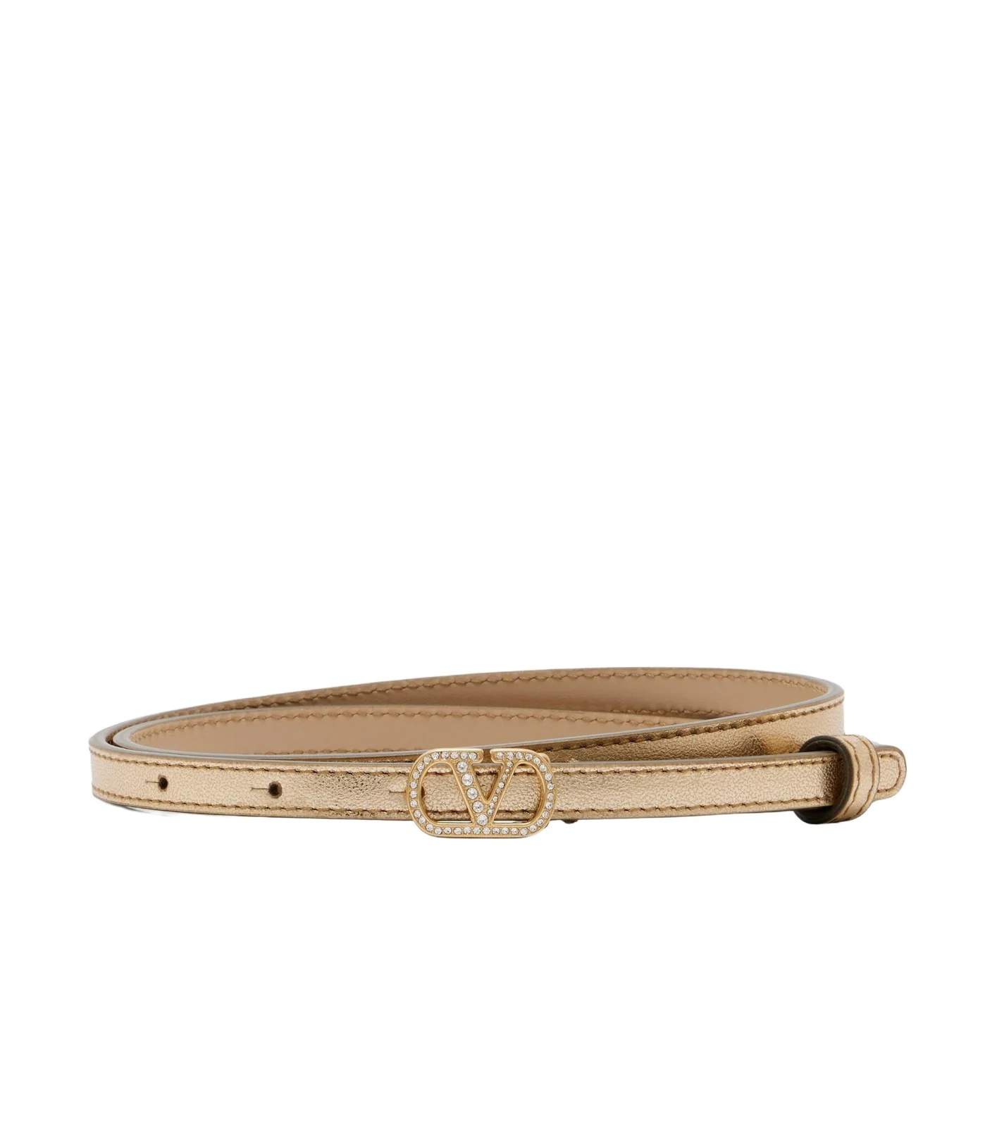 Valentino Garavani VLogo embellished metallic leather belt