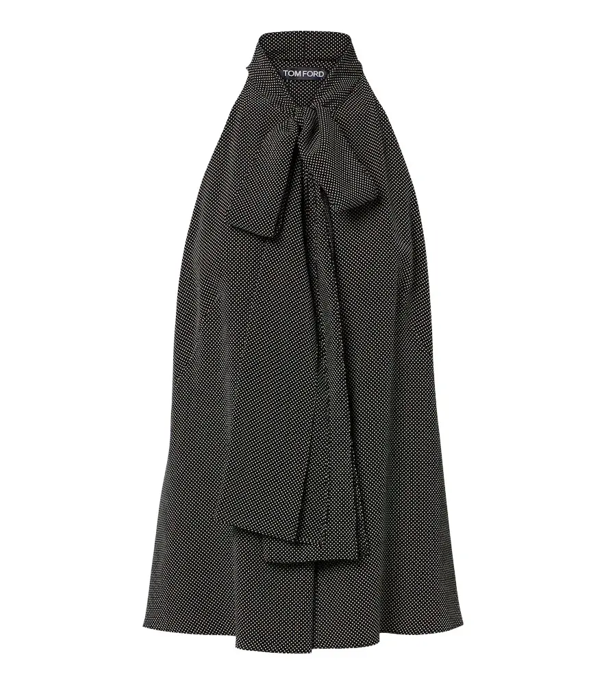 Tom Ford Polka-dot tie-neck silk crêpe de chine top | Image 1 Tom Ford Polka-dot tie-neck silk crêpe de chine top | Image 1