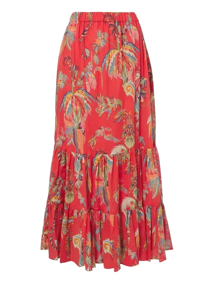 Printed cotton maxi skirt