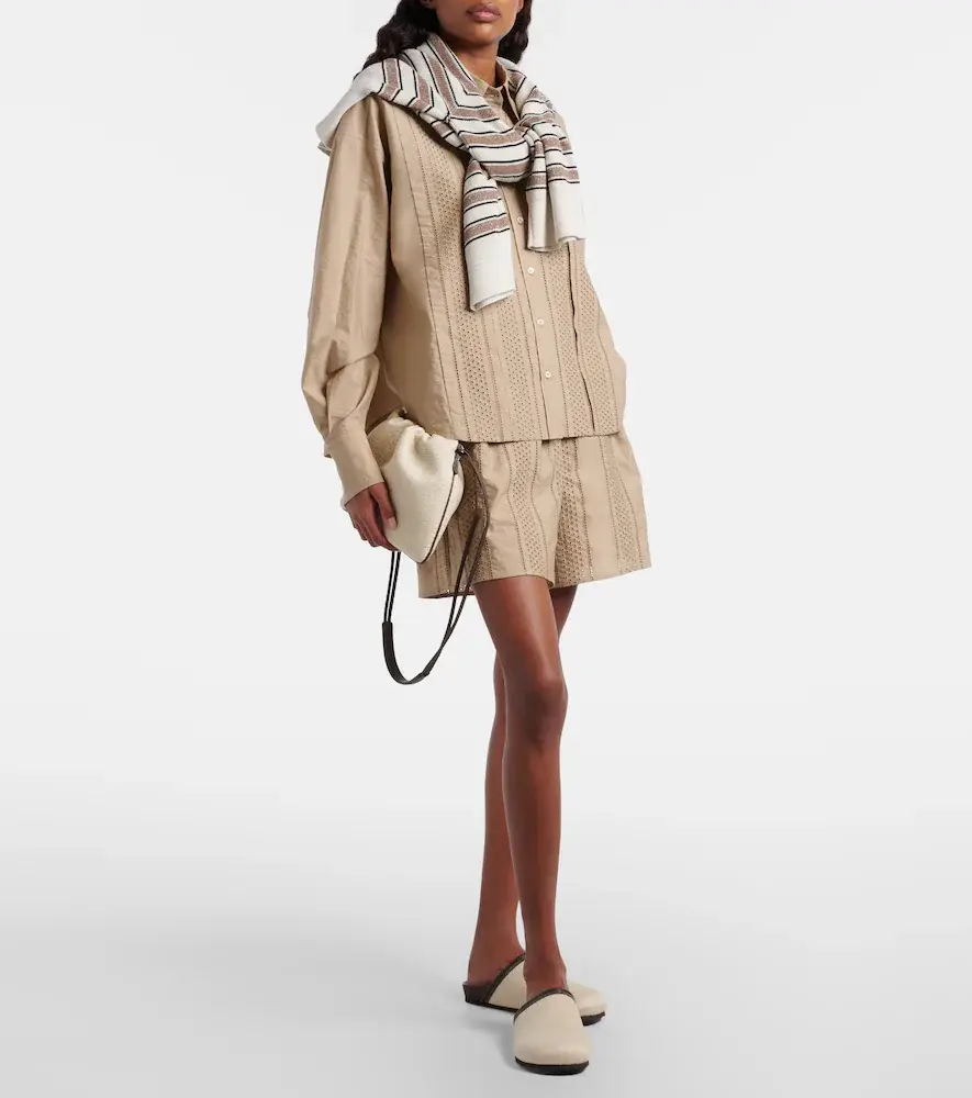 Brunello Cucinelli Embroidered cotton-blend shirt | Thumbnail 3