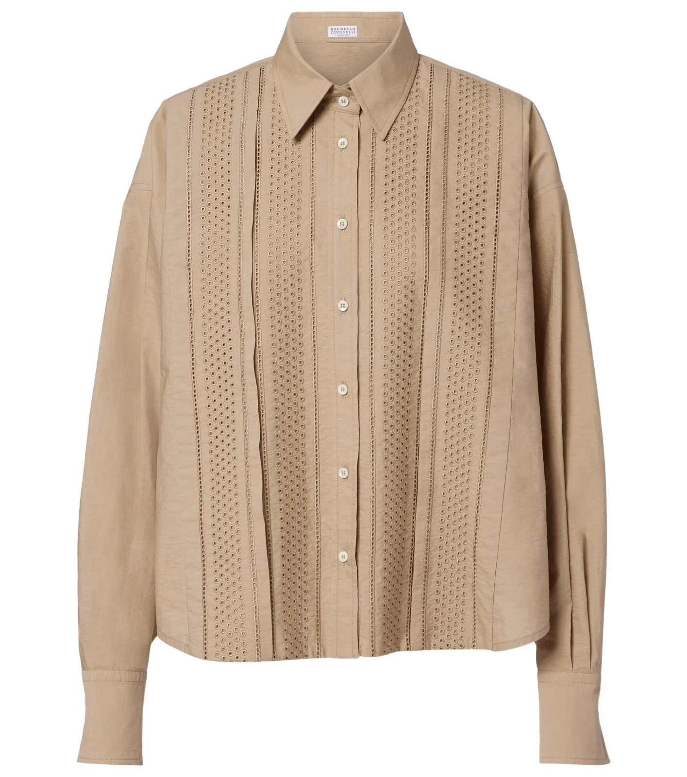 Brunello Cucinelli Embroidered cotton-blend shirt