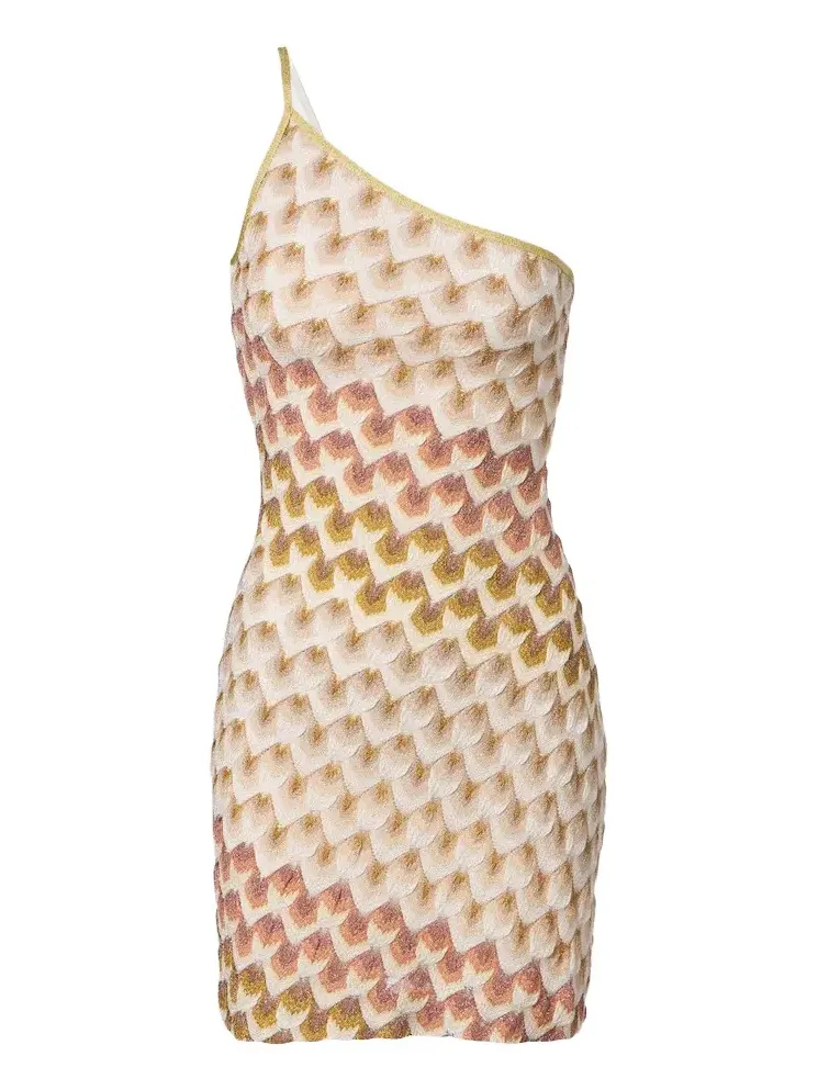 One-shoulder lamé minidress One-shoulder lamé minidress