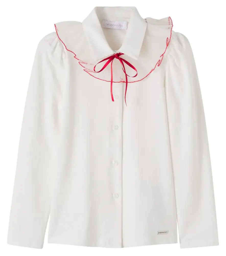 Monnalisa Bow-detail cotton-blend jersey shirt | Image 1 Monnalisa Bow-detail cotton-blend jersey shirt | Image 1