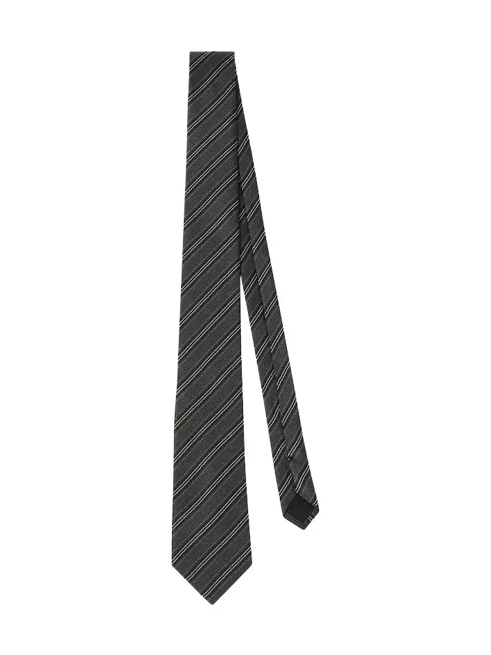 Striped silk twill jacquard tie