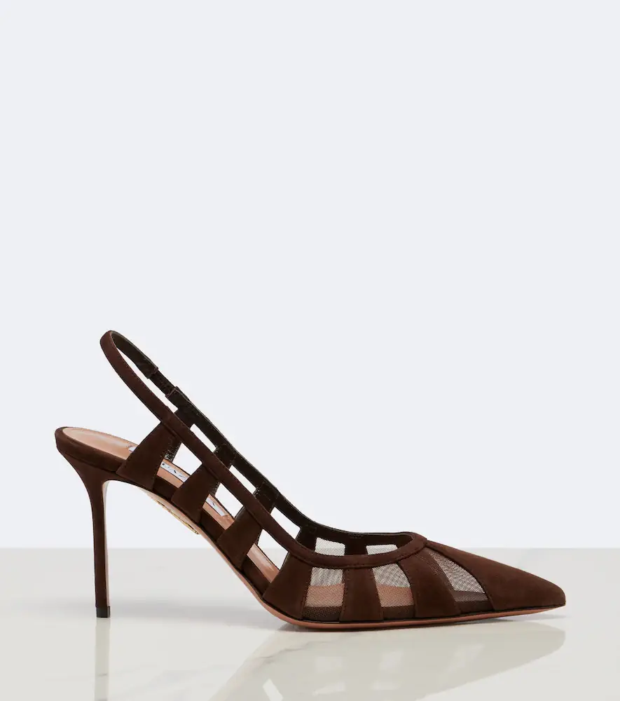 Aquazzura Screen suede and mesh slingback pumps | Thumbnail 2 Aquazzura Screen suede and mesh slingback pumps | Thumbnail 2