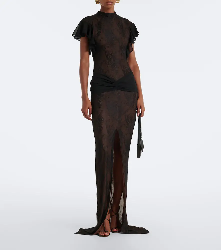 DE LA VALI Omero ruched lace maxi dress | Thumbnail 3 DE LA VALI Omero ruched lace maxi dress | Thumbnail 3