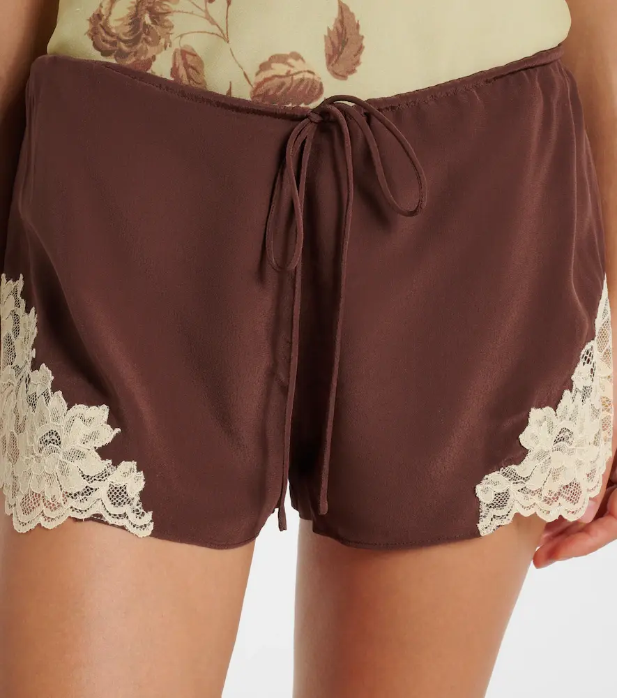 DE LA VALI Elia lace-trimmed crêpe de chine shorts | Thumbnail 3 DE LA VALI Elia lace-trimmed crêpe de chine shorts | Thumbnail 3