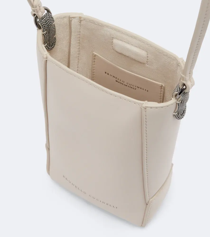 Brunello Cucinelli Duo Mini Monili leather phone pouch | Thumbnail 3