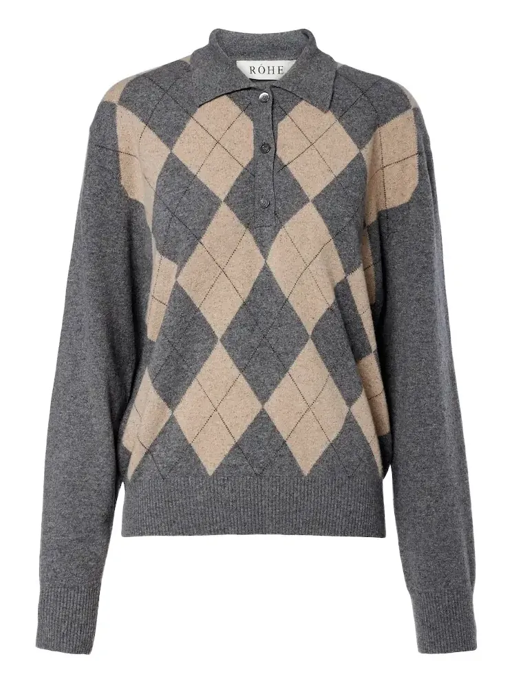 RÓHE Róhe Argyle wool-blend polo sweater