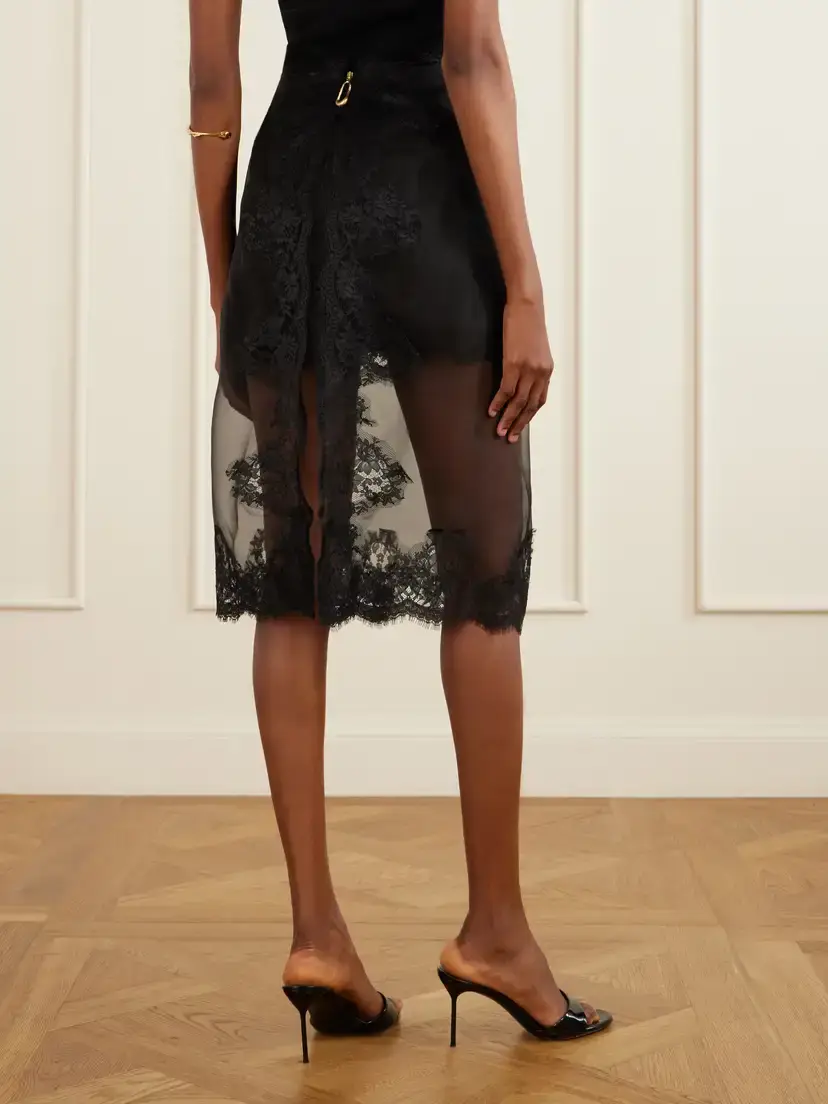 Aje Ophelia Layered Lace-trimmed Silk-organza Midi Skirt | Thumbnail 3 Aje Ophelia Layered Lace-trimmed Silk-organza Midi Skirt | Thumbnail 3