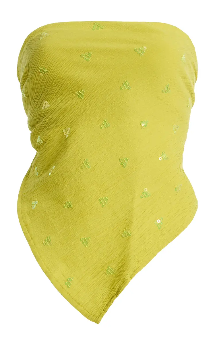 Boteh Solene Sequined Cotton Triangle Scarf Top | Image 1 Boteh Solene Sequined Cotton Triangle Scarf Top | Image 1