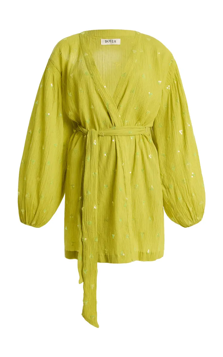 Boteh Solene Sequined Cotton Mini Robe Dress | Image 1 Boteh Solene Sequined Cotton Mini Robe Dress | Image 1