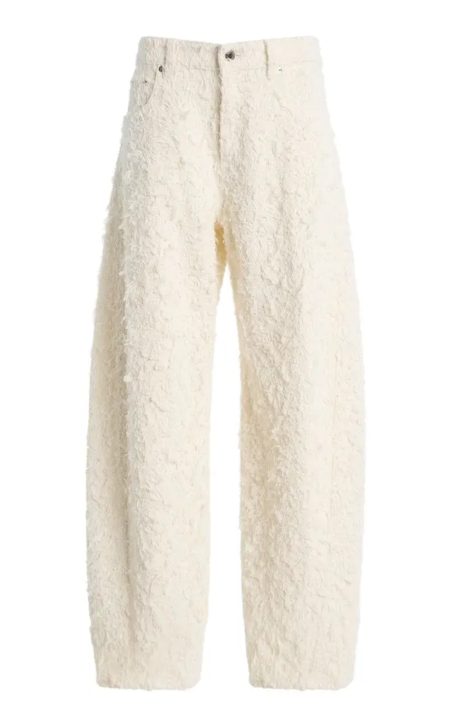 Haikure Clyde Fur-Denim Barrel-Leg Jeans