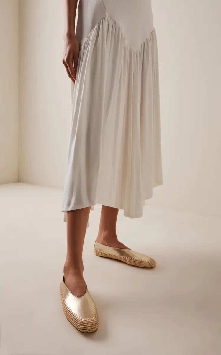 Gabriela Hearst Strength Metallic Leather and Raffia Flats | Thumbnail 2