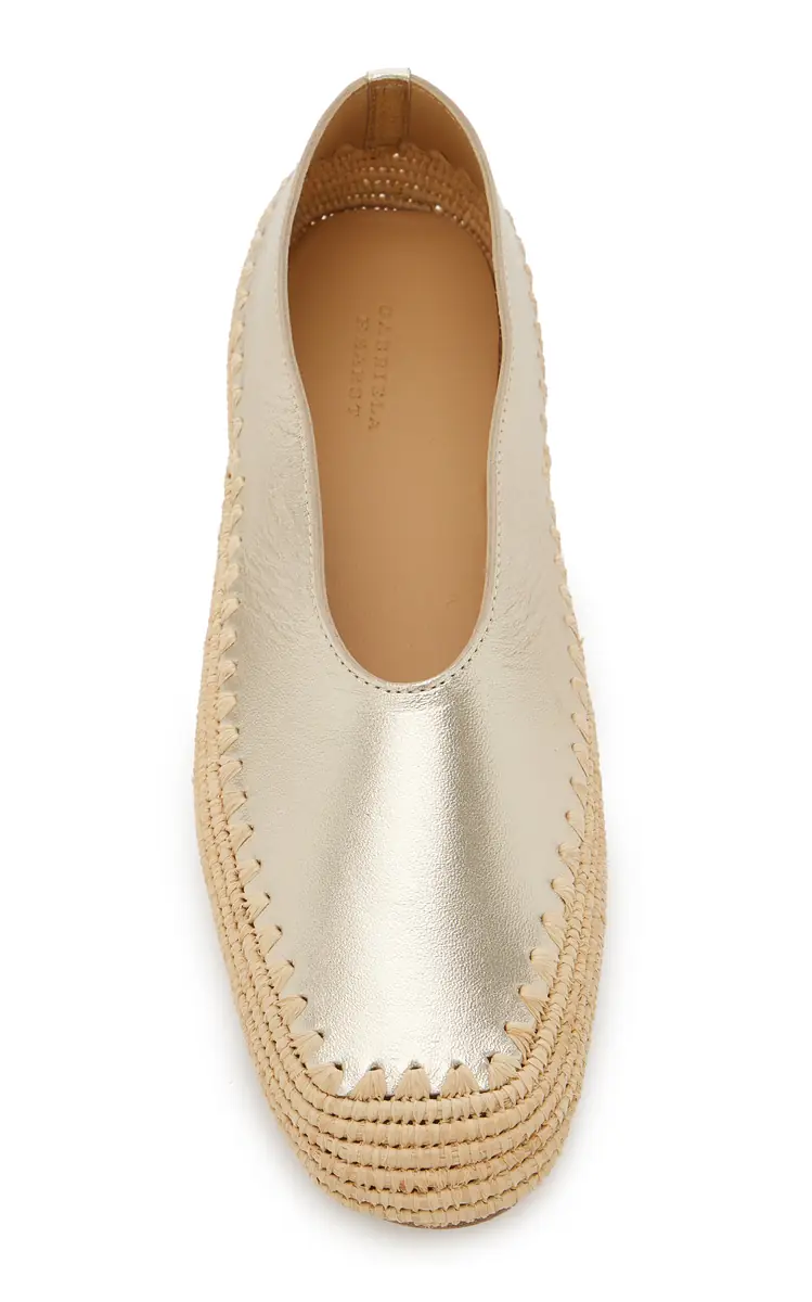 Gabriela Hearst Strength Metallic Leather and Raffia Flats | Thumbnail 3