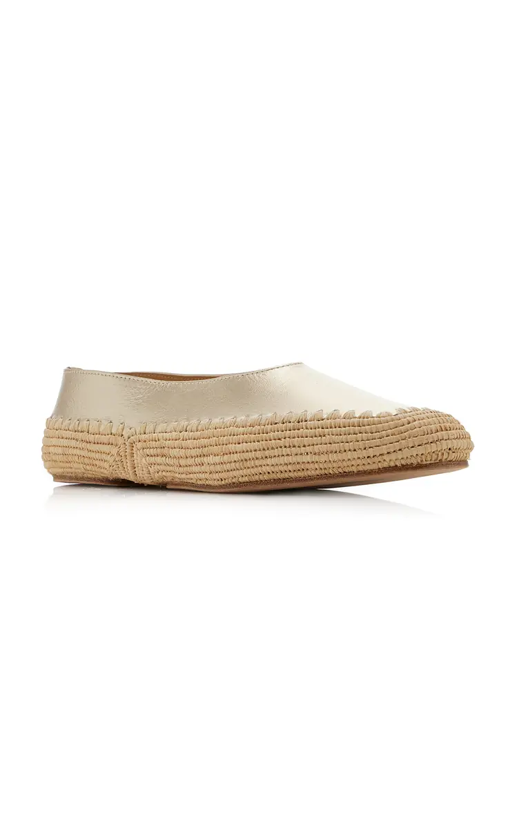 Gabriela Hearst Strength Metallic Leather and Raffia Flats | Thumbnail 4