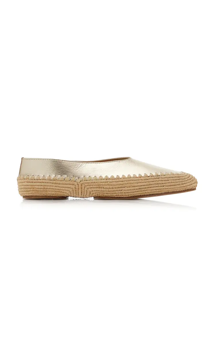 Gabriela Hearst Strength Metallic Leather and Raffia Flats | Thumbnail 7