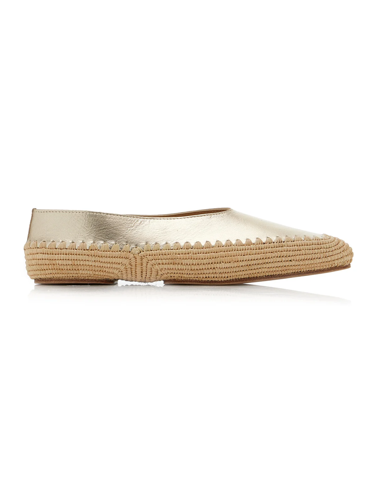 Gabriela Hearst Strength Metallic Leather and Raffia Flats