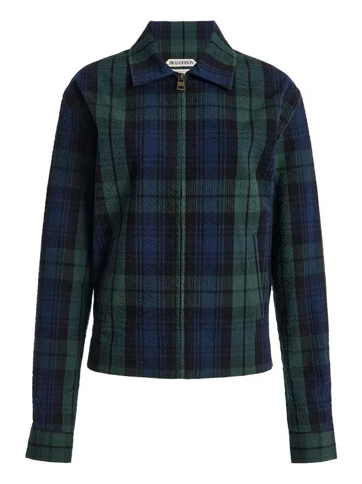 Plaid Zipped Cotton Jacket