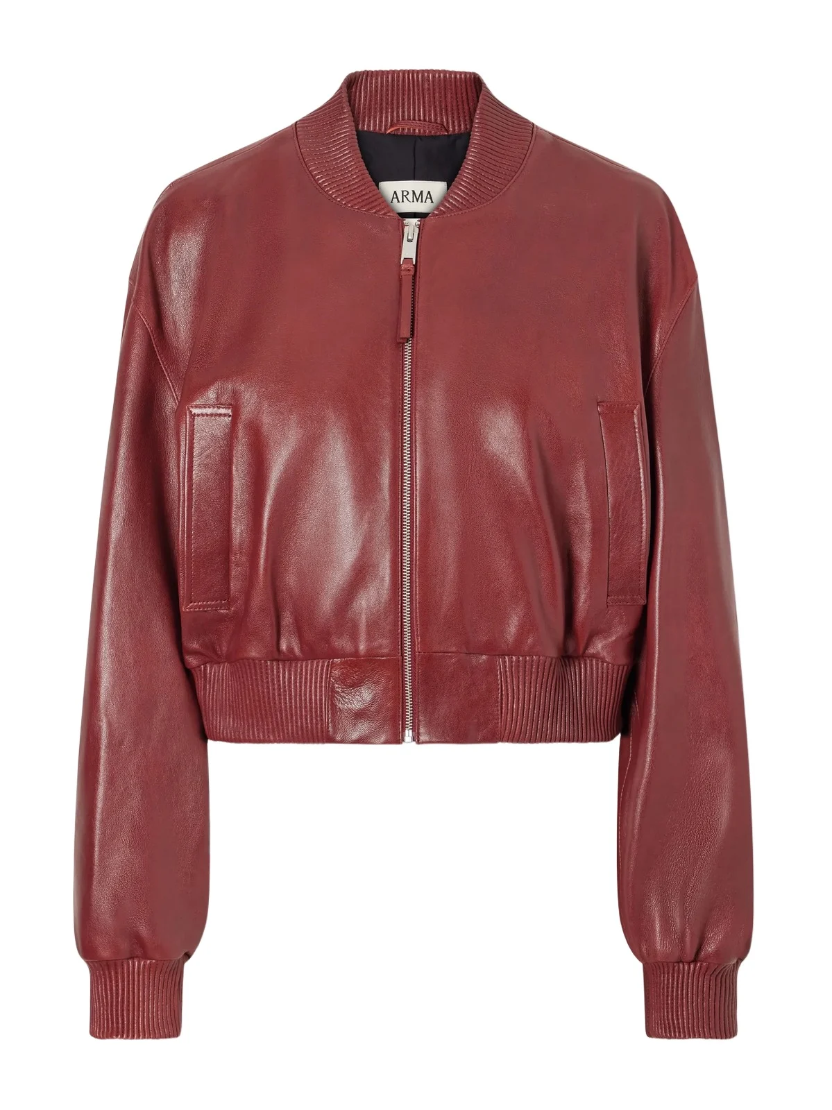 Hannan Cropped Leather Bomber Jacket Hannan Cropped Leather Bomber Jacket