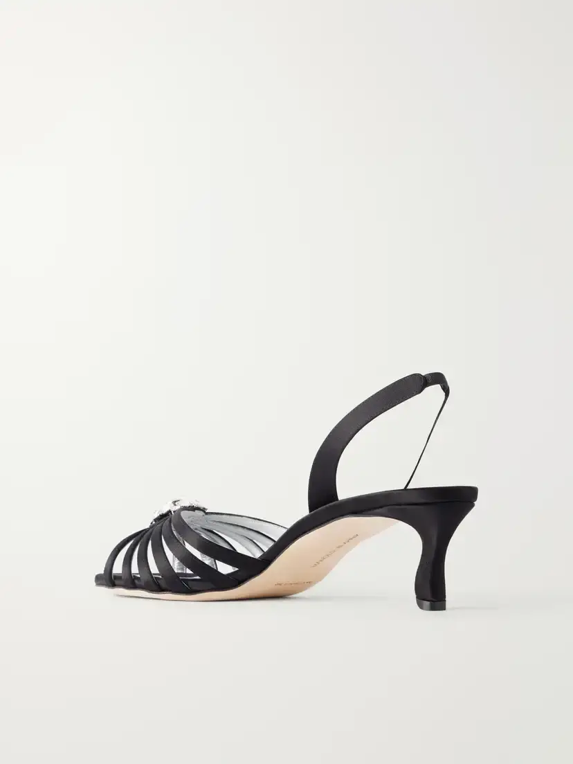 Manolo Blahnik Fulmasli 50 Crystal-embellished Satin Sandals | Thumbnail 3 Manolo Blahnik Fulmasli 50 Crystal-embellished Satin Sandals | Thumbnail 3
