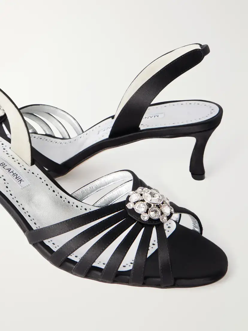 Manolo Blahnik Fulmasli 50 Crystal-embellished Satin Sandals | Thumbnail 5 Manolo Blahnik Fulmasli 50 Crystal-embellished Satin Sandals | Thumbnail 5