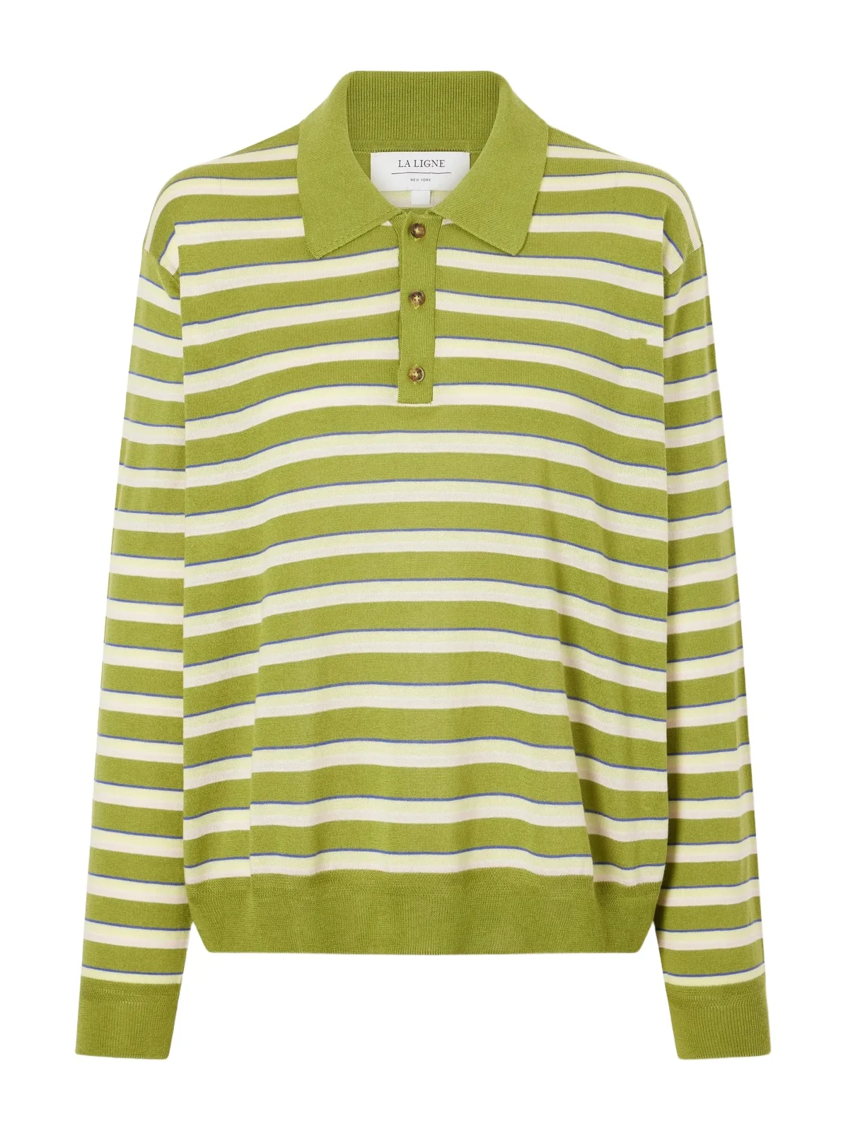 La Ligne Ben Striped Silk, Wool And Cashmere-blend Polo Sweater