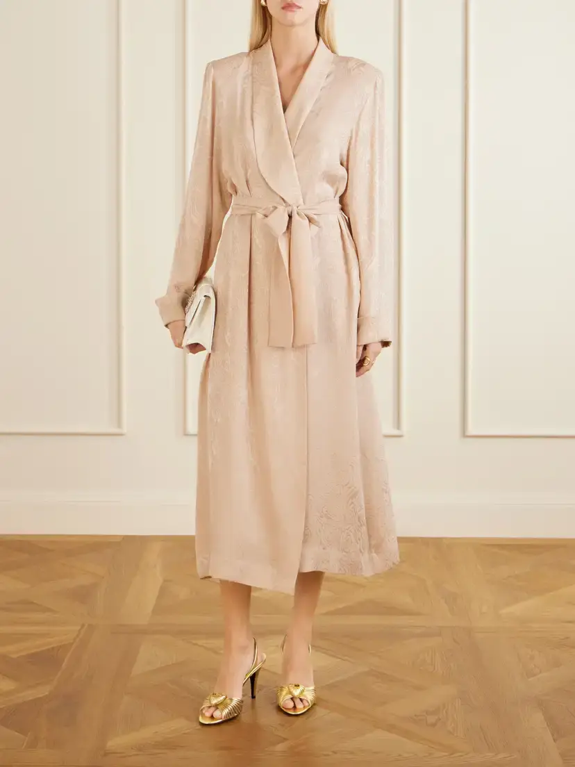 Alessandra Rich Belted Silk-moiré Midi Dress | Thumbnail 2